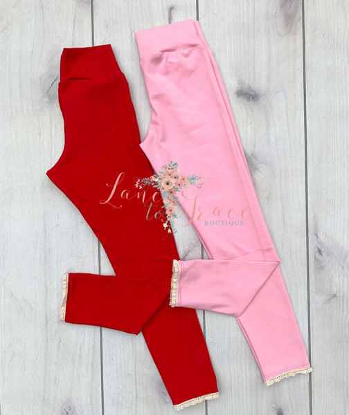Pink & Red Lace Legging